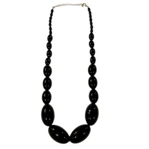 Black beaded necklace with clasp closure